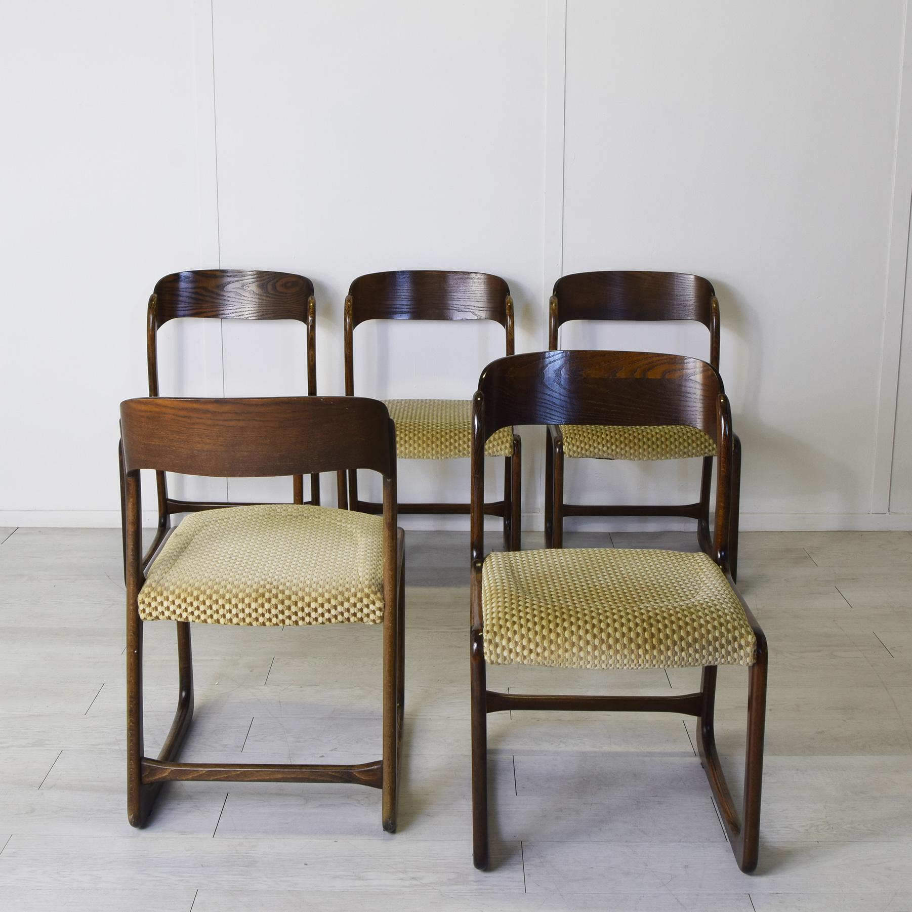Baumann France set de cinq chaises mod. Traineau 60s. en vente 1