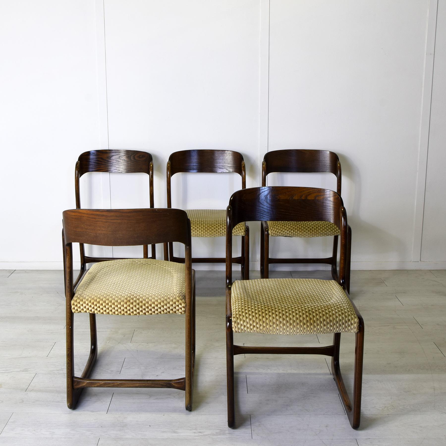 Baumann France set de cinq chaises mod. Traineau 60s. en vente 2