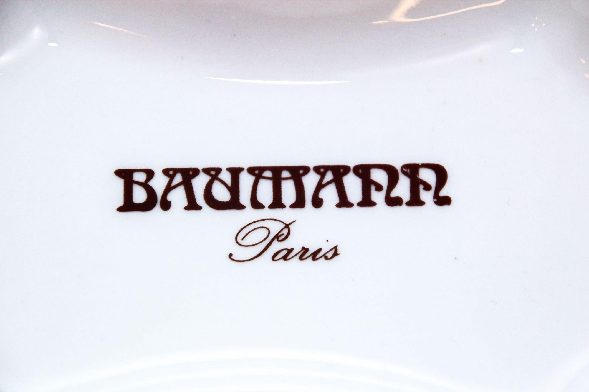 Baumann Paris Hotel Plato de porcelana coleccionable de Pillivuyt Francia Años 60 Provincial francés en venta