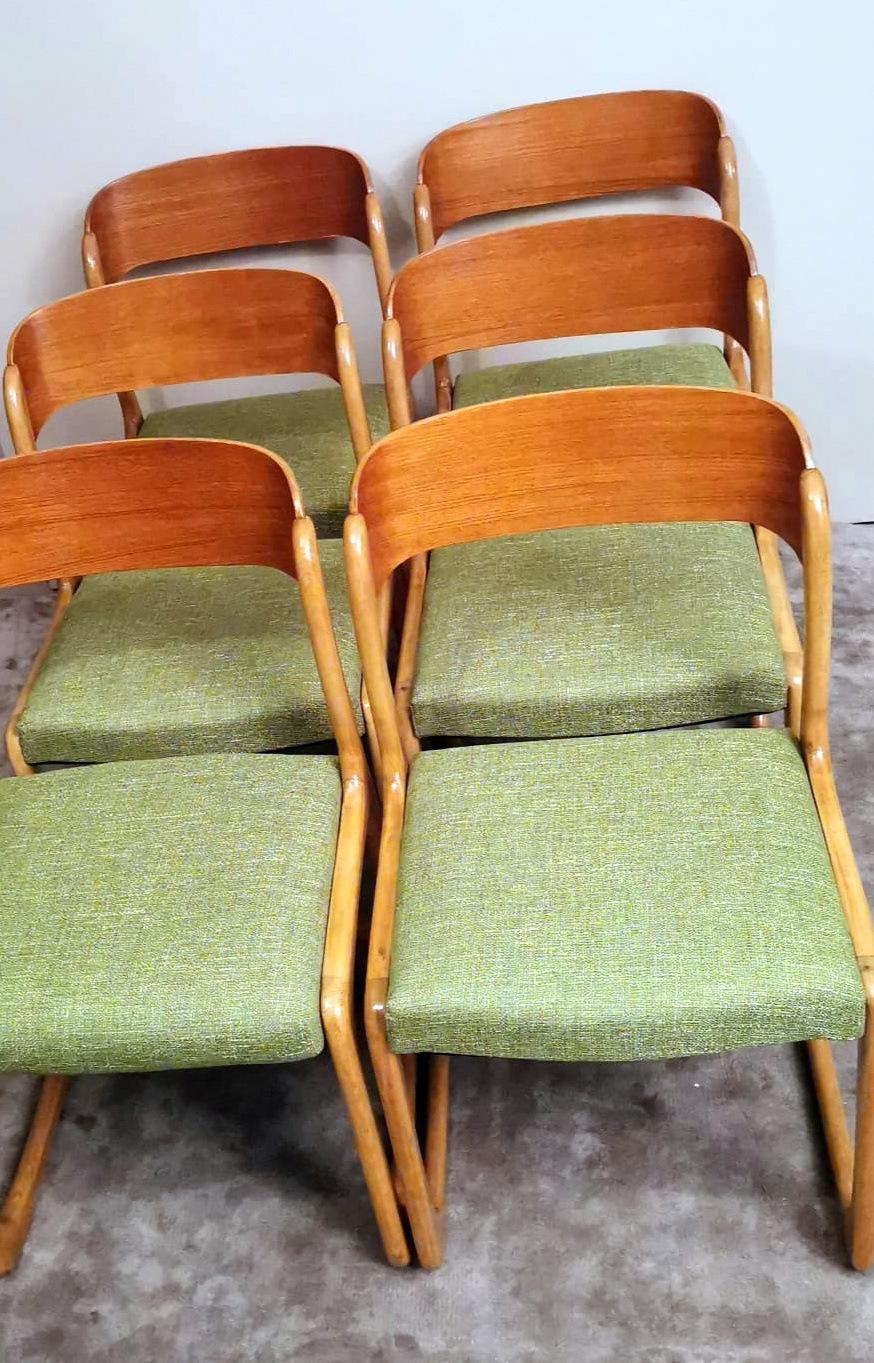 Other Baumann Walter Set of Six French Chairs Model Bèmole Steam-Curved Wood