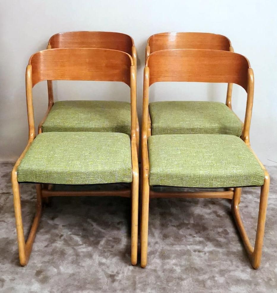 20th Century Baumann Walter Set of Six French Chairs Model Bèmole Steam-Curved Wood