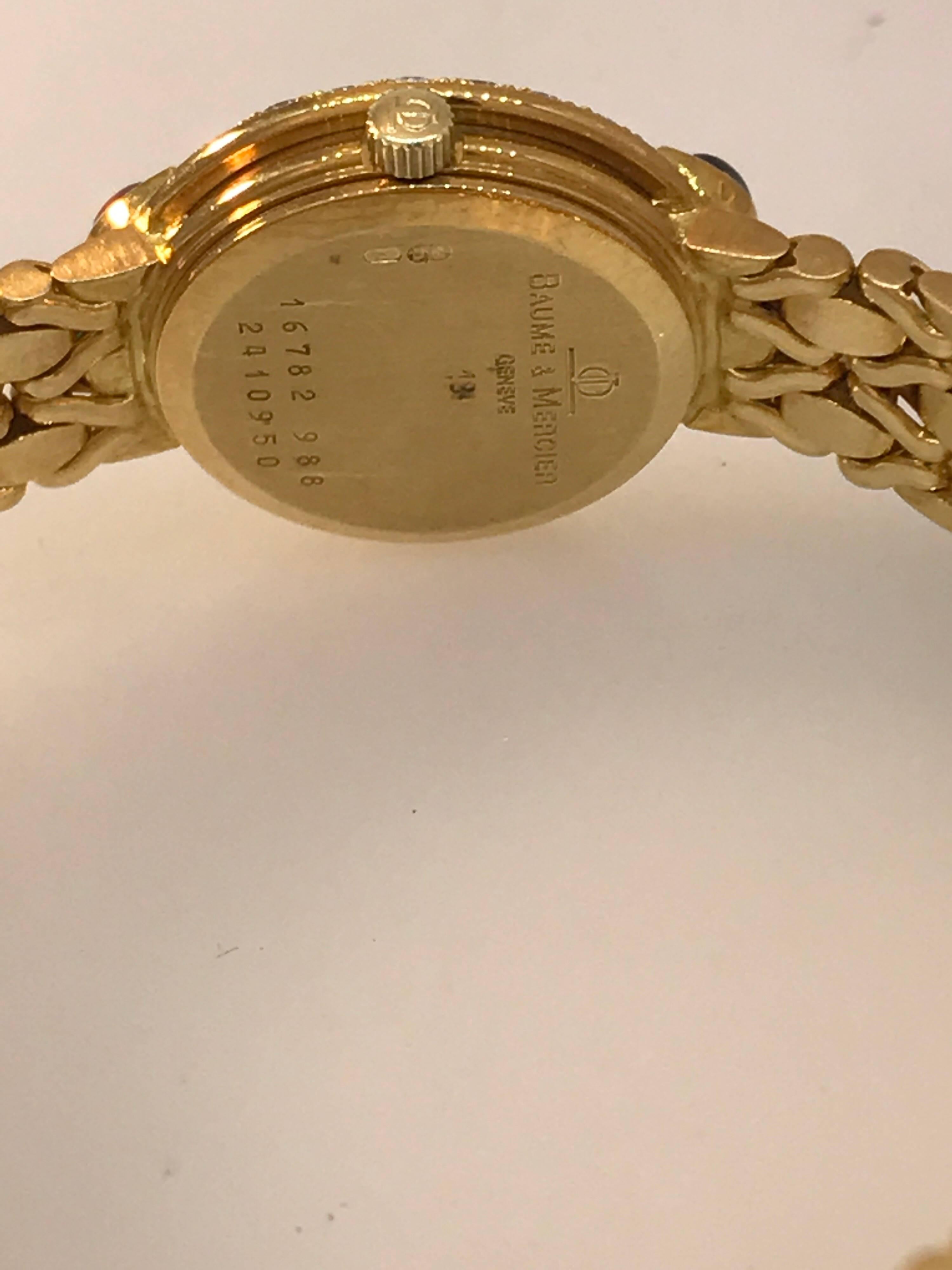 Baume & Mercier 18K Gold Lady's watch with Diamonds, Rubies, Emeralds, Sapphires For Sale 3