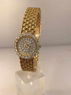 Baume & Mercier 18k Yellow Gold Pave Diamond Dial & Bezel Bracelet Lady's Watch