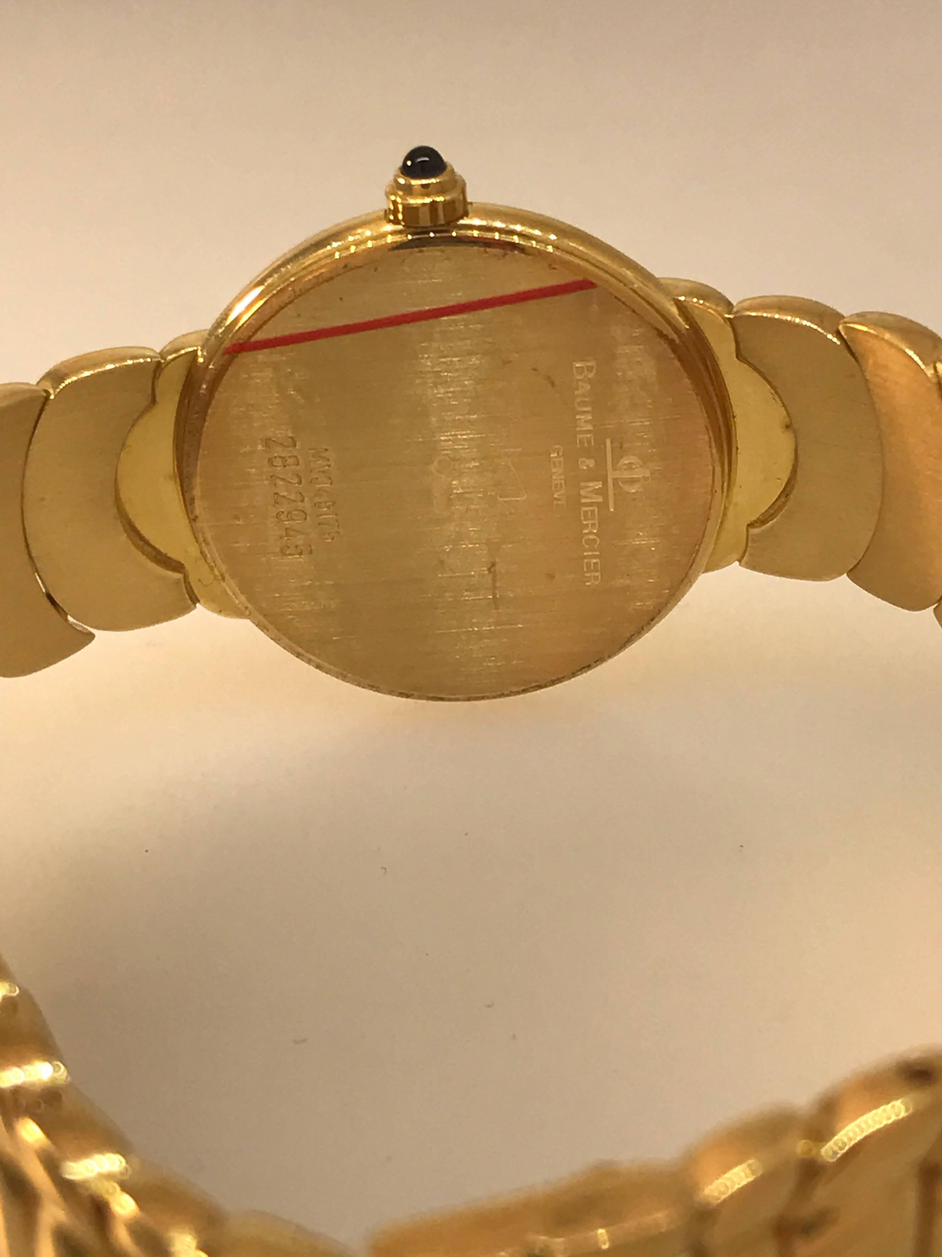 Baume & Mercier 18 Karat Gold Pink Mother-of-Pearl Dial Bracelet Women's Watch For Sale 6