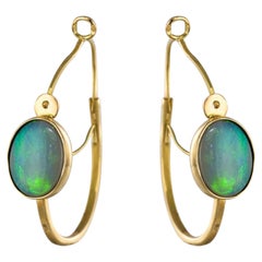 Baume 3,20 Karat Cabochon Opal Reif Gold Ohrringe