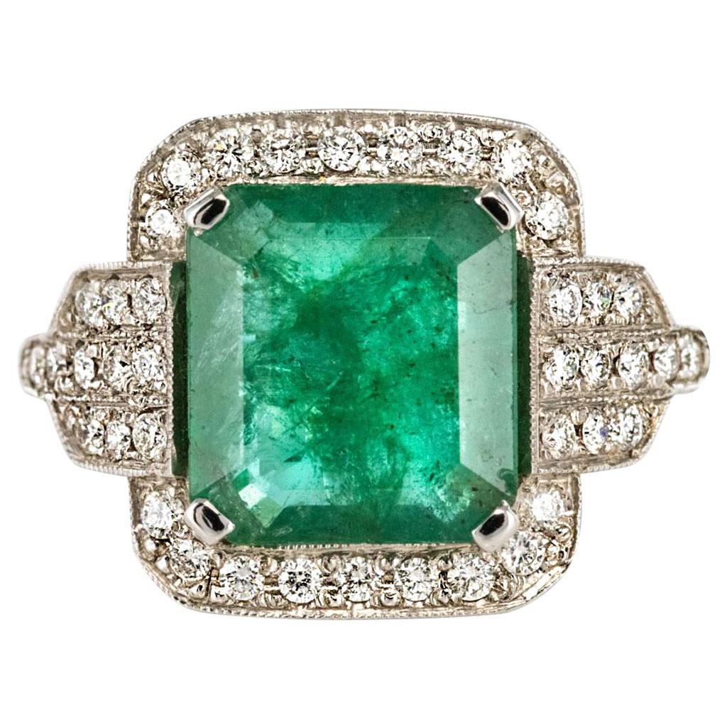 Baume 4.65 Carat Emerald Diamond Gold Ring