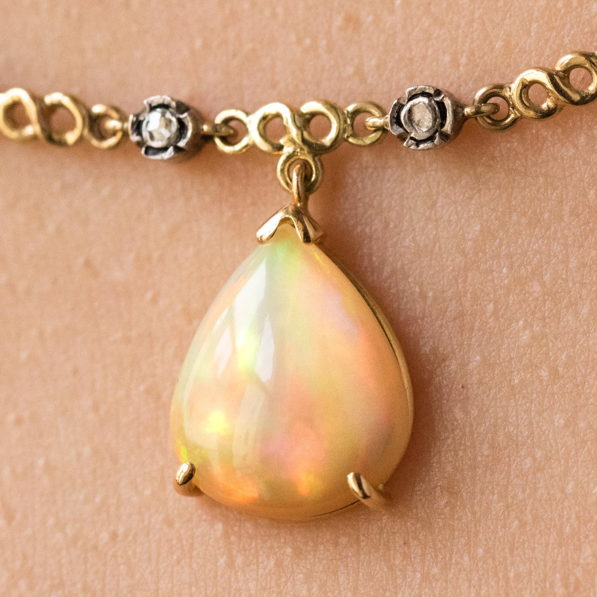 Women's Baume 5.87 Carat Opal Diamond Gold Necklace