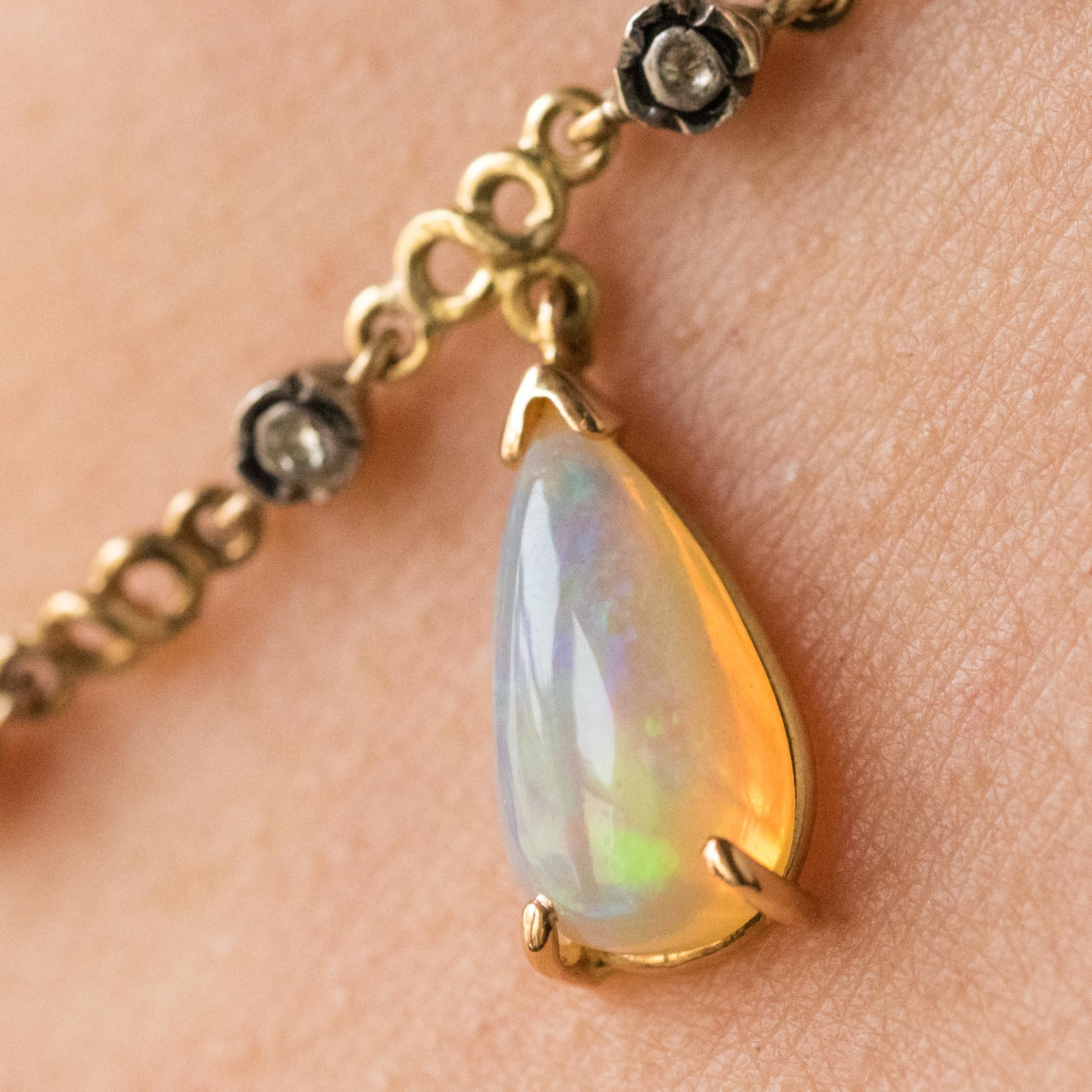 Baume 5.87 Carat Opal Diamond Gold Necklace 1