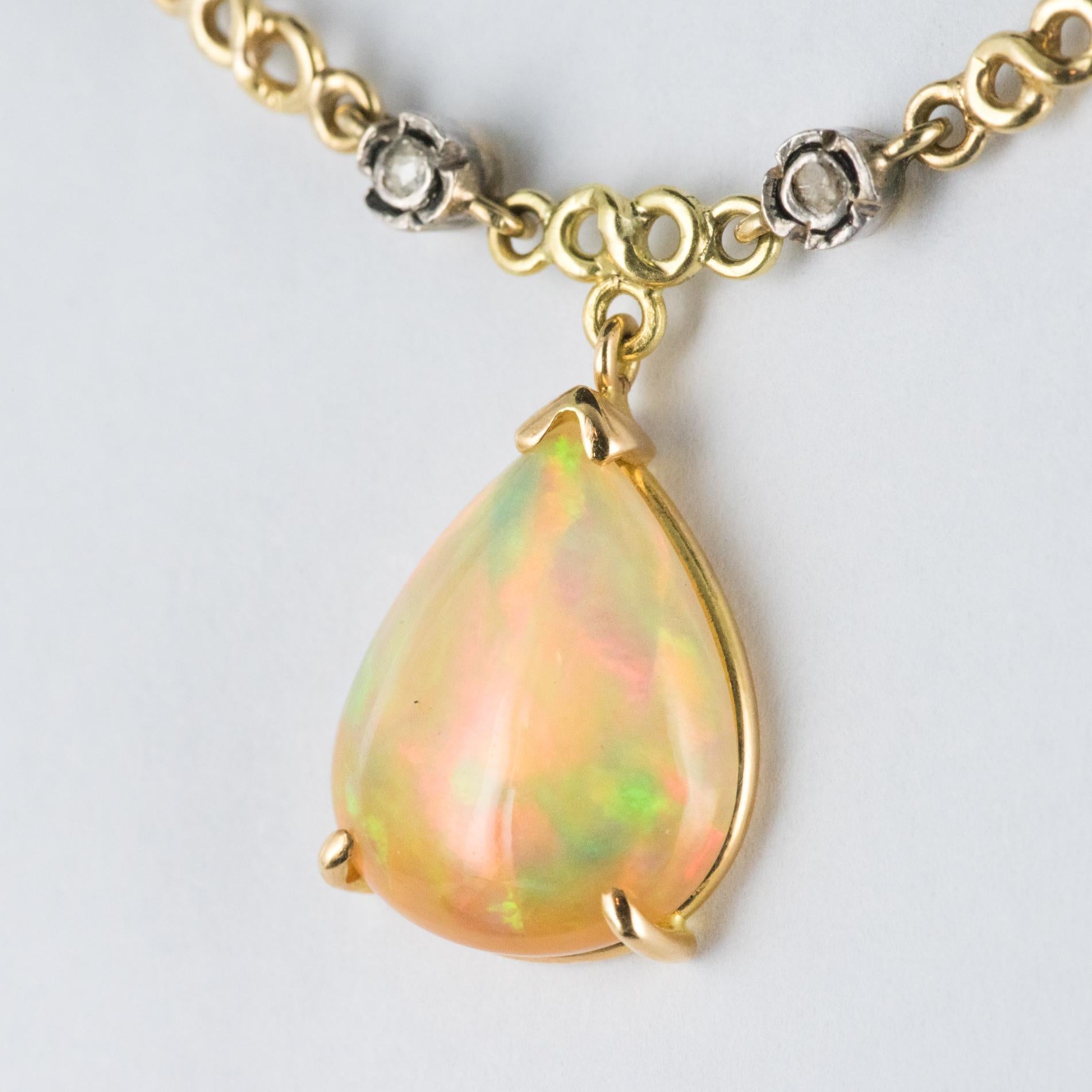 Baume 5.87 Carat Opal Diamond Gold Necklace 6