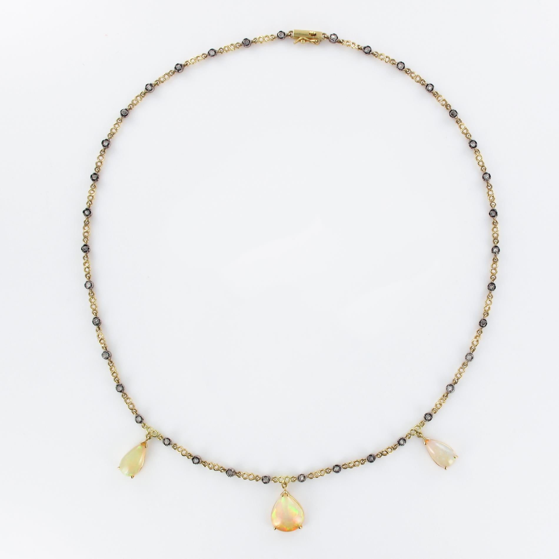 Baume 5.87 Carat Opal Diamond Gold Necklace 11