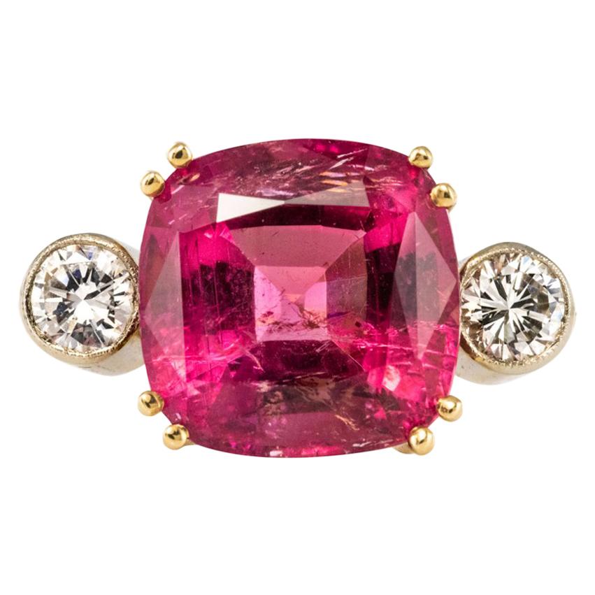 Baume 7.50 Carat Cushion Cut Tourmaline Diamond Ring