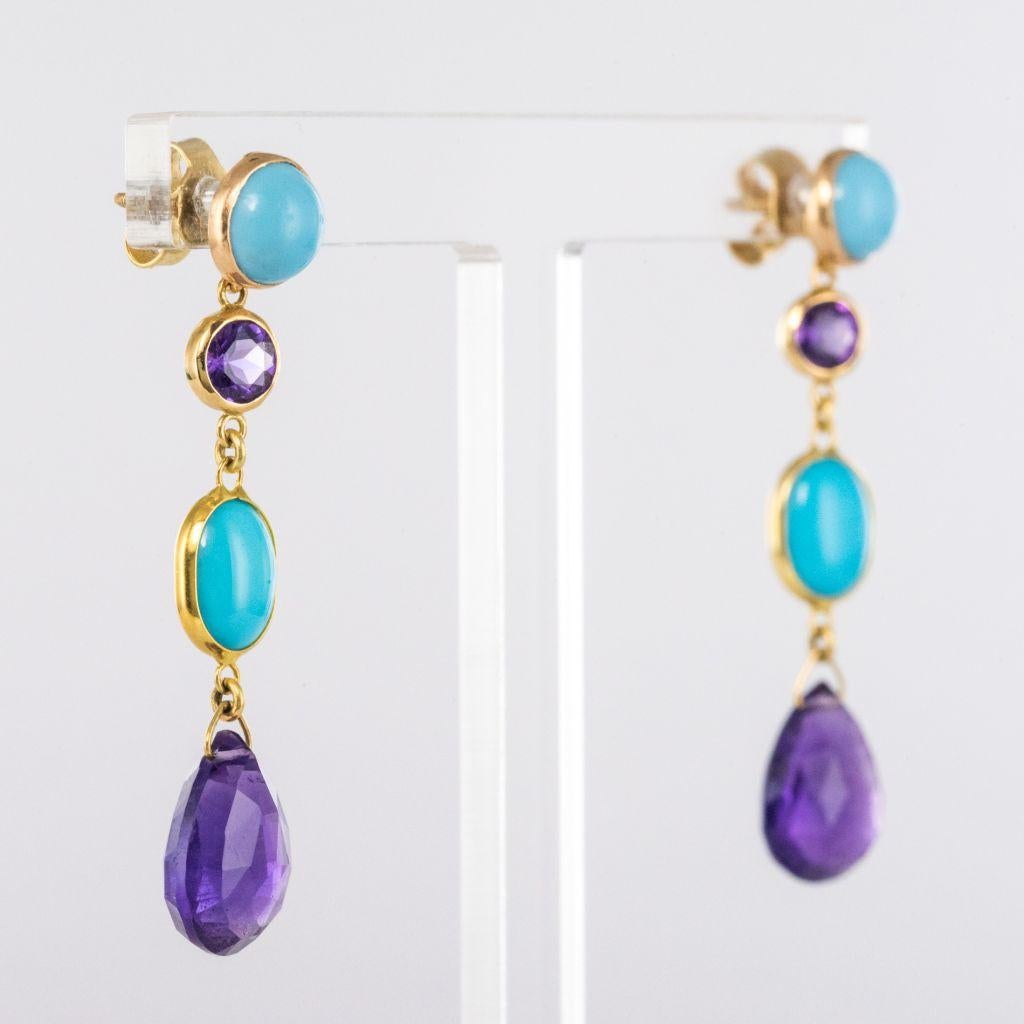 Women's Baume Amethyst Turquoise Gold Drop Earrings