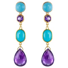 Baume Amethyst Turquoise Gold Drop Earrings