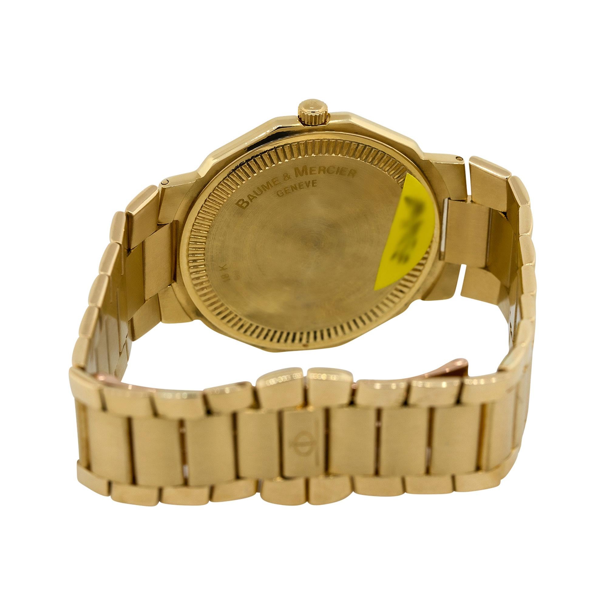 Montre Baume & Mercier 87012.9 Riviera en or jaune 18k cadran blanc en vente 3