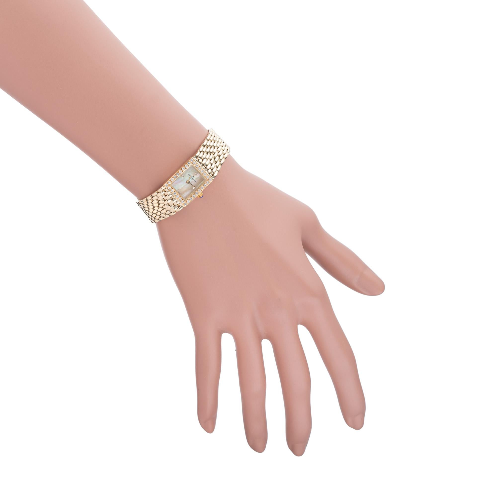 Baume & Mercier .17 Carat Diamond Yellow Gold Ladies Wristwatch 2
