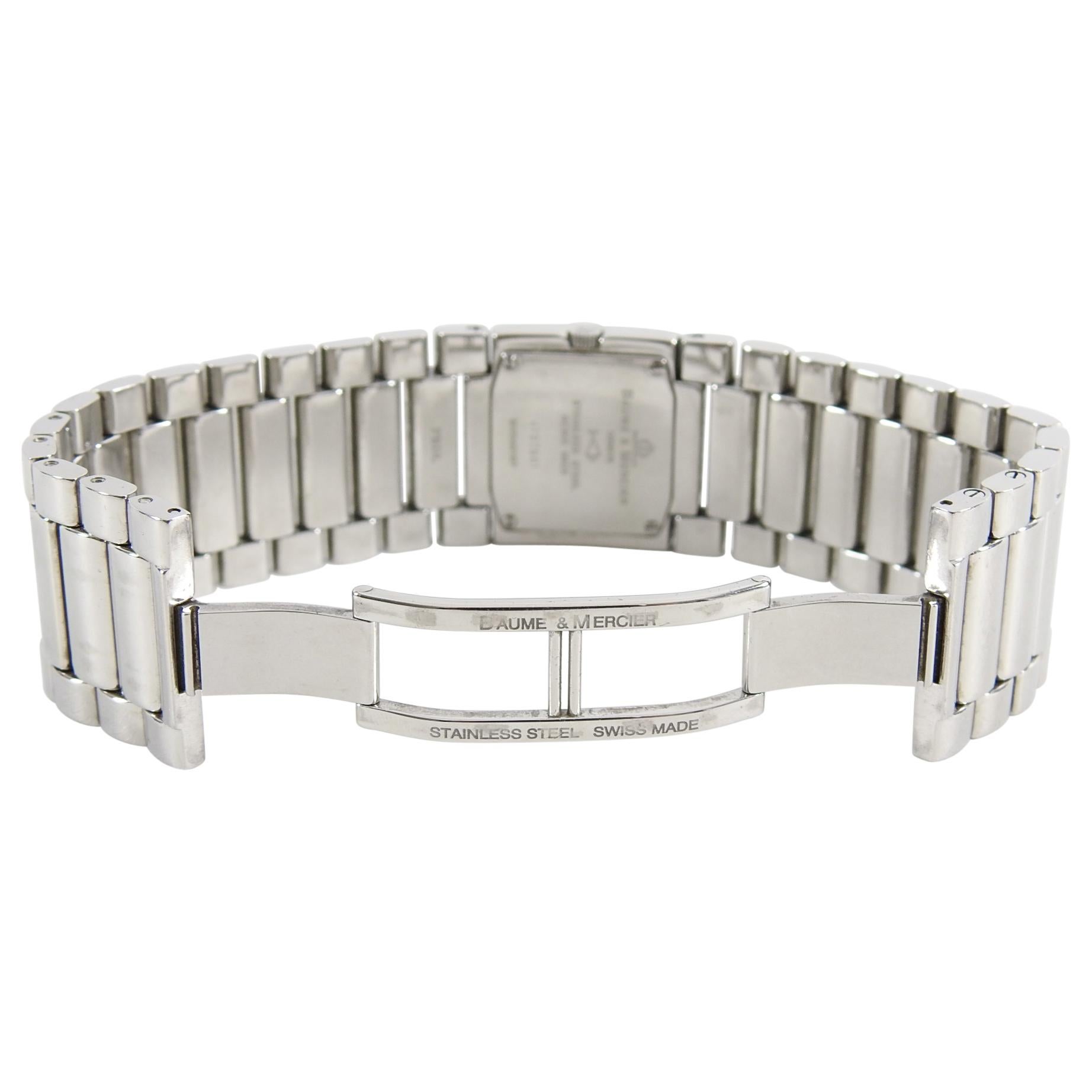 Women's Baume and Mercier Catwalk Stainless Diamond Tank Watch For Sale