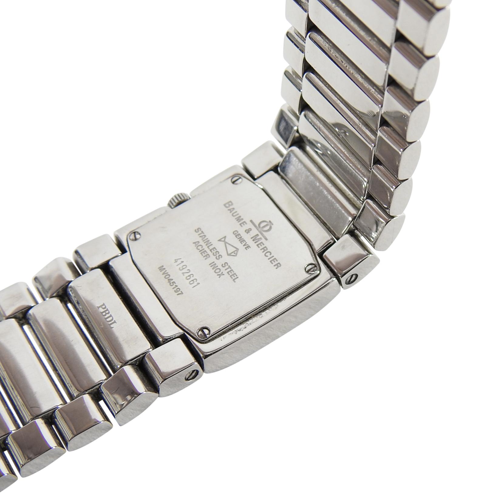 Baume and Mercier Catwalk Stainless Diamond Tank Watch For Sale 1