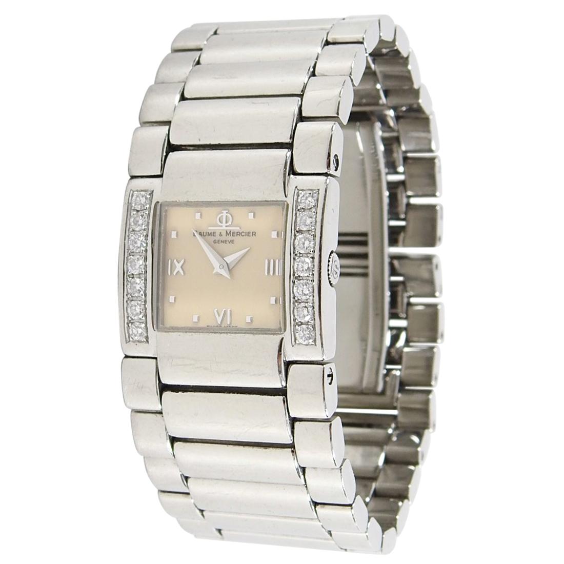 Baume and Mercier Catwalk Stainless Diamond Tank Watch For Sale