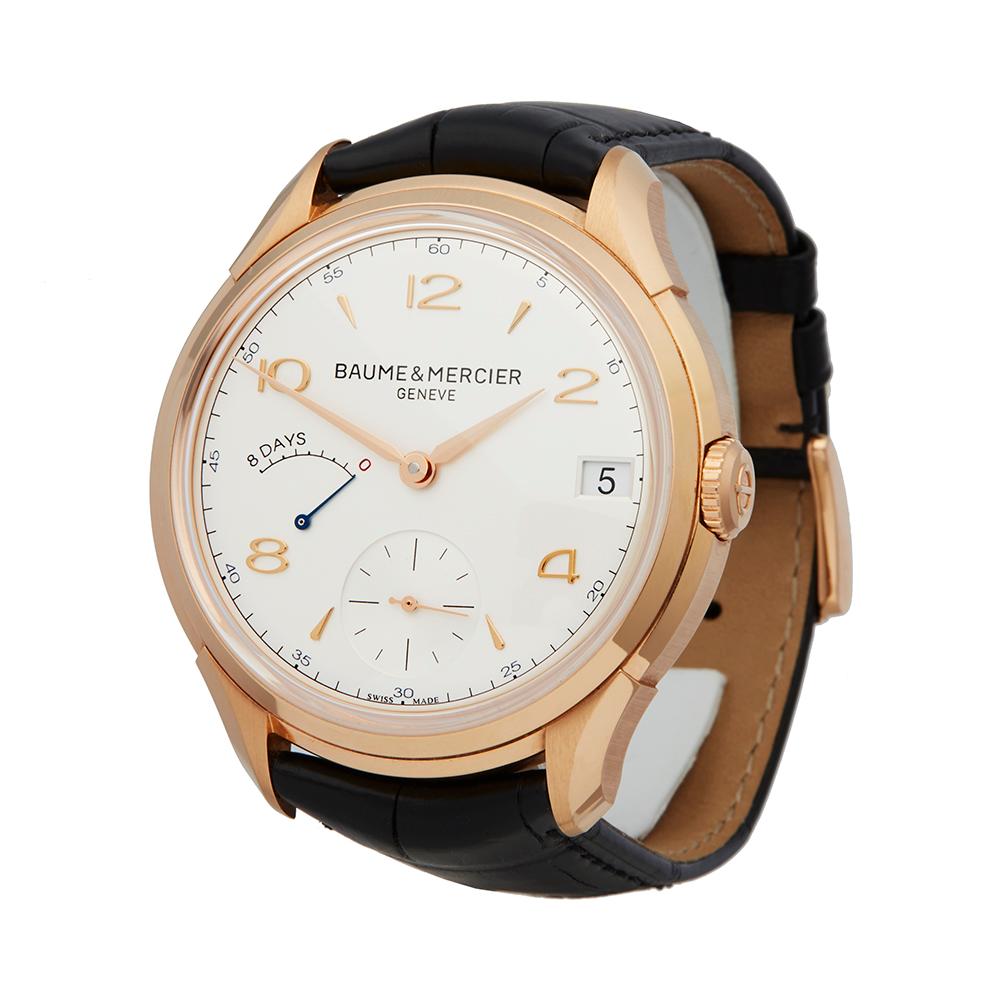 Reference: COM1572
Manufacturer: Baume and Mercier
Model: Clifton
Model Reference: MOA10195
Age: 21st December 2017
Gender: Men's
Box and Papers: Box, Manuals and Guarantee
Dial: White Arabic
Glass: Sapphire Crystal
Movement: Mechanical Wind
Water