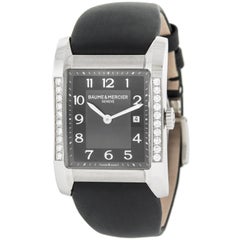 Used Baume and Mercier Hampton Original Diamonds Black Quartz Ladies Watch MOA10022