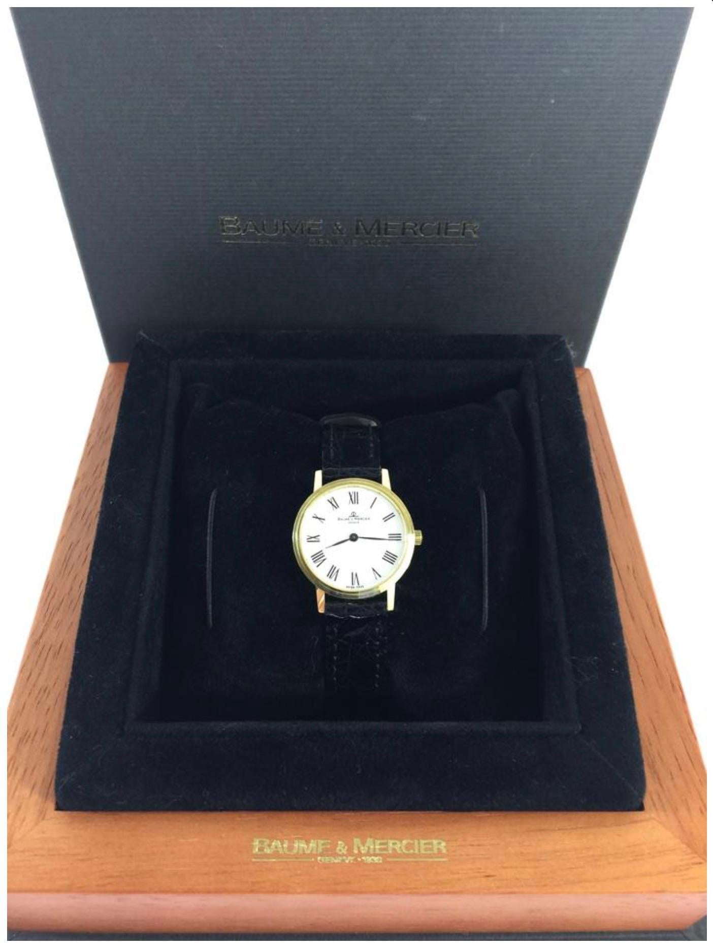 Model - Baume and Mercier Ladies 18K Yellow Gold Watch

Condition - Exceptional! No scratching on crystal or watch and no wear on wrist strap.

SKU - 910

Original Retail Price - $3,000 + tax (Approx.)

Material - 18k Yellow Gold

Dimensions - 24mm