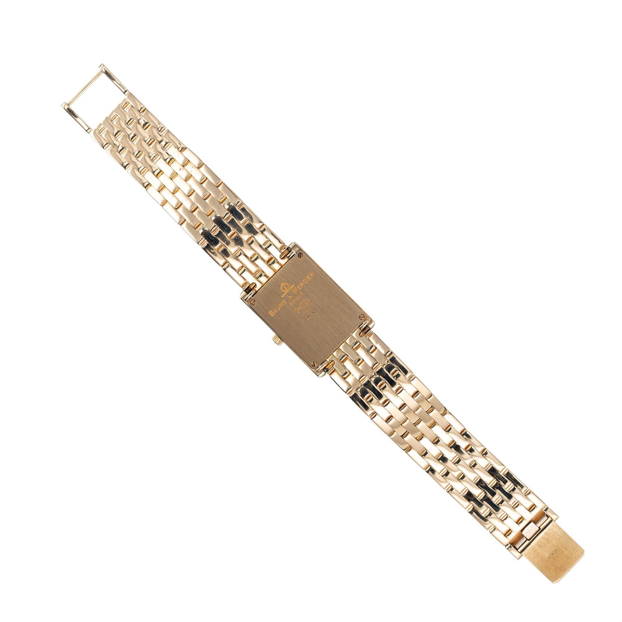 Baume and Mercier Yellow Gold Ladies Tank Wristwatch 3