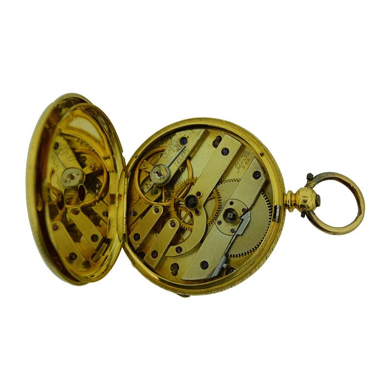 Baume 'Before Mercier' 18 Karat Yellow Gold Keywind Pocket Watch, circa 1860s 3