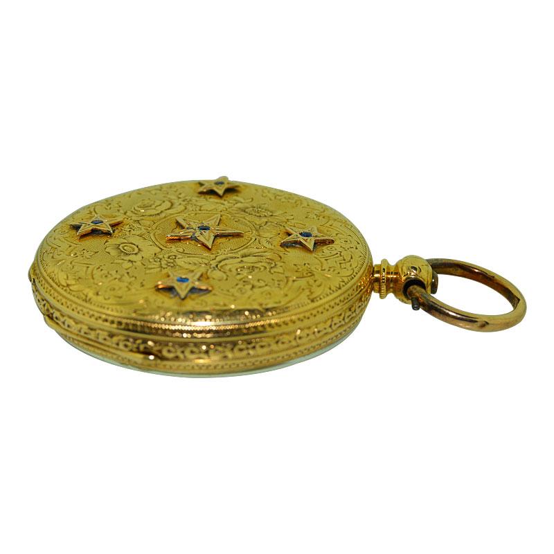 Women's or Men's Baume 'Before Mercier' 18 Karat Yellow Gold Keywind Pocket Watch, circa 1860s