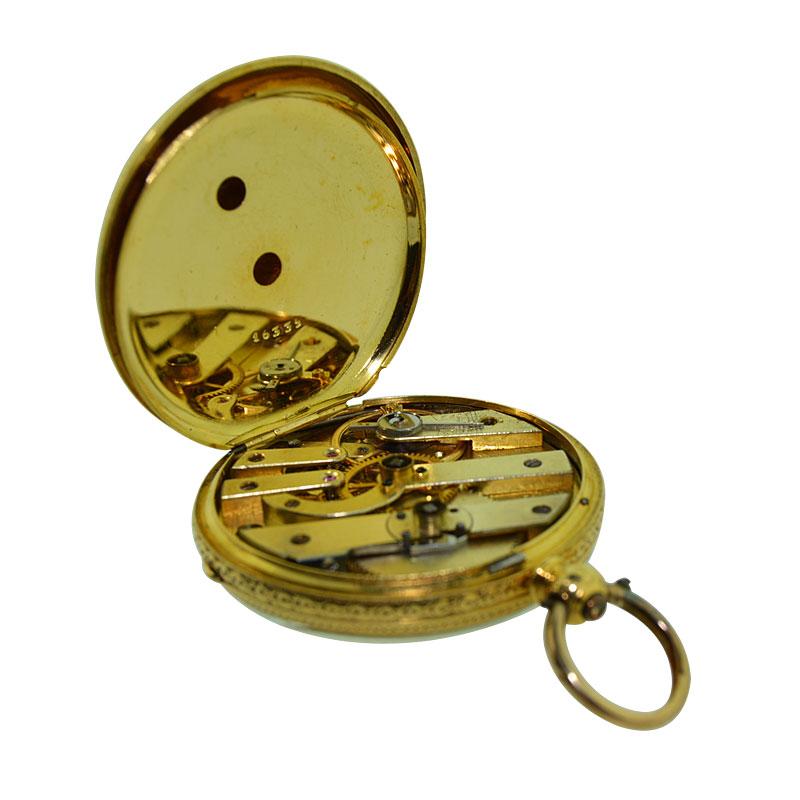 Baume 'Before Mercier' 18 Karat Yellow Gold Keywind Pocket Watch, circa 1860s 1