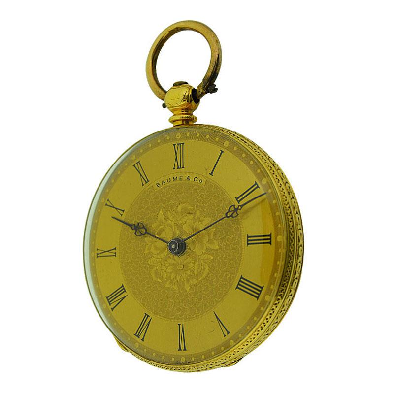 Baume 'Before Mercier' 18 Karat Yellow Gold Keywind Pocket Watch, circa 1860s