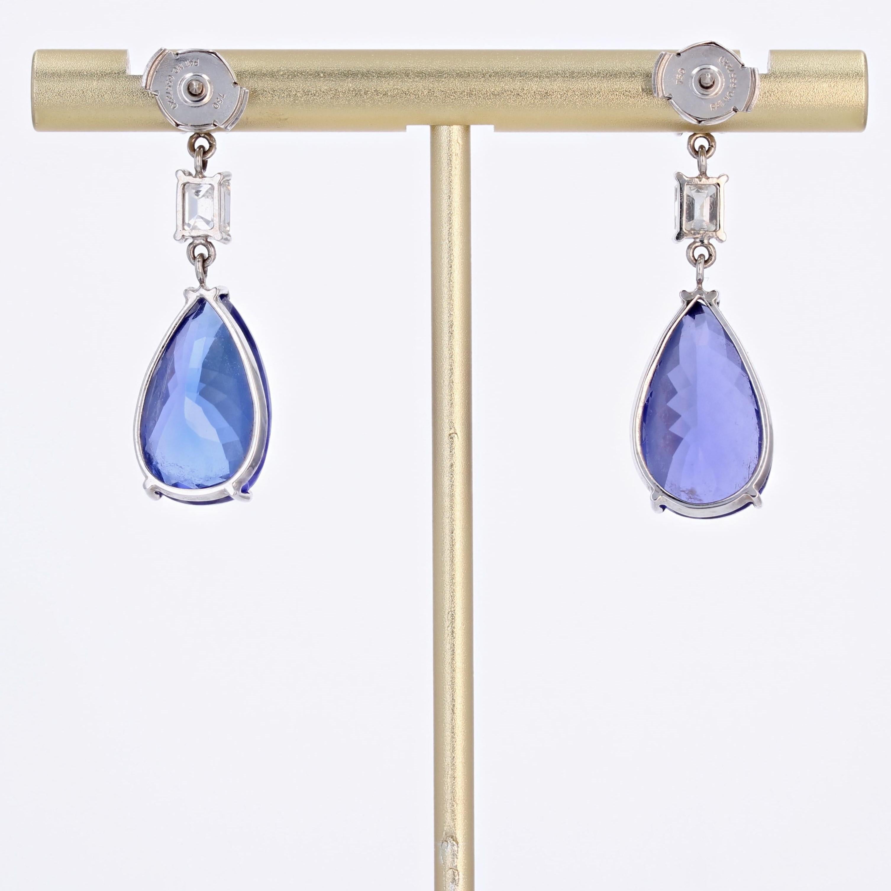 Baume Creation 16 Carats Tanzanite Diamond 18 Karat White Gold Dangle Earrings For Sale 6