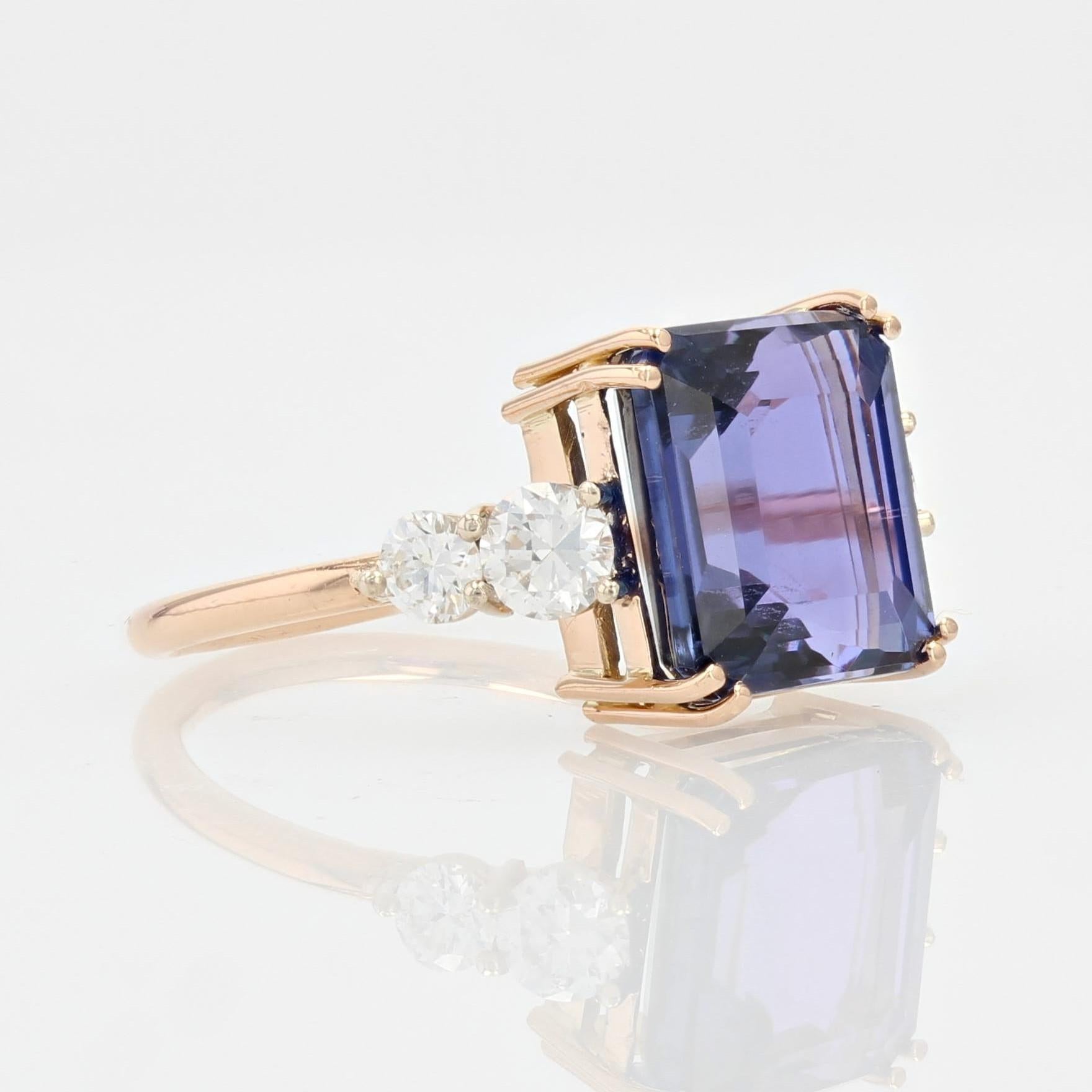 Baume Creation 6 Carats Tanzanite Diamonds Rose Gold Ring For Sale 2