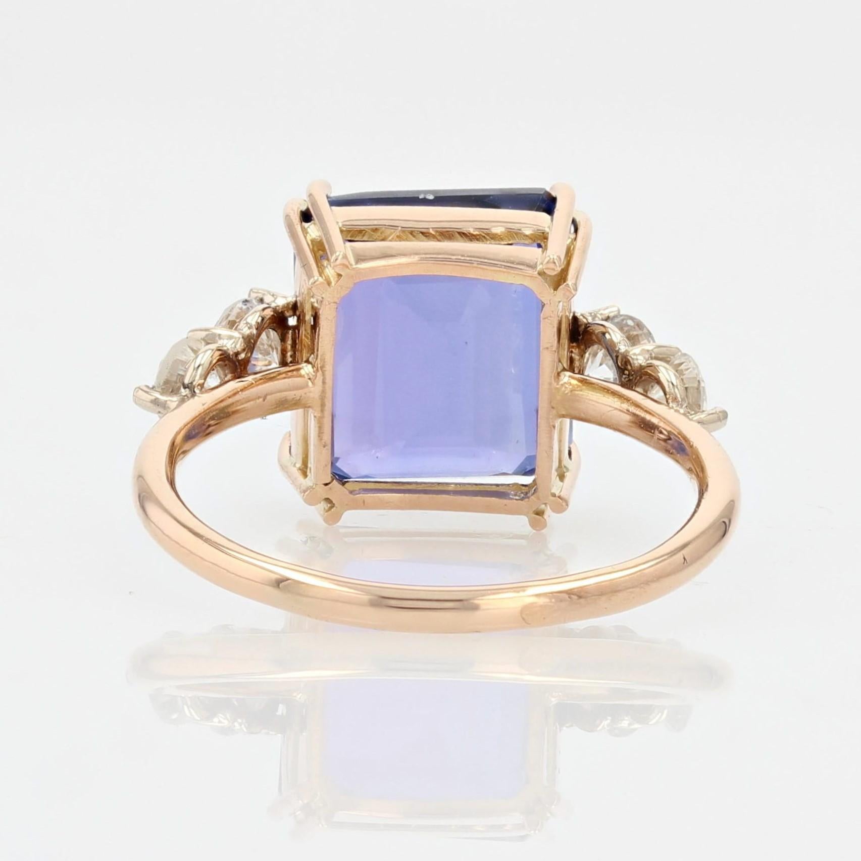 Baume Creation 6 Carats Tanzanite Diamonds Rose Gold Ring For Sale 6