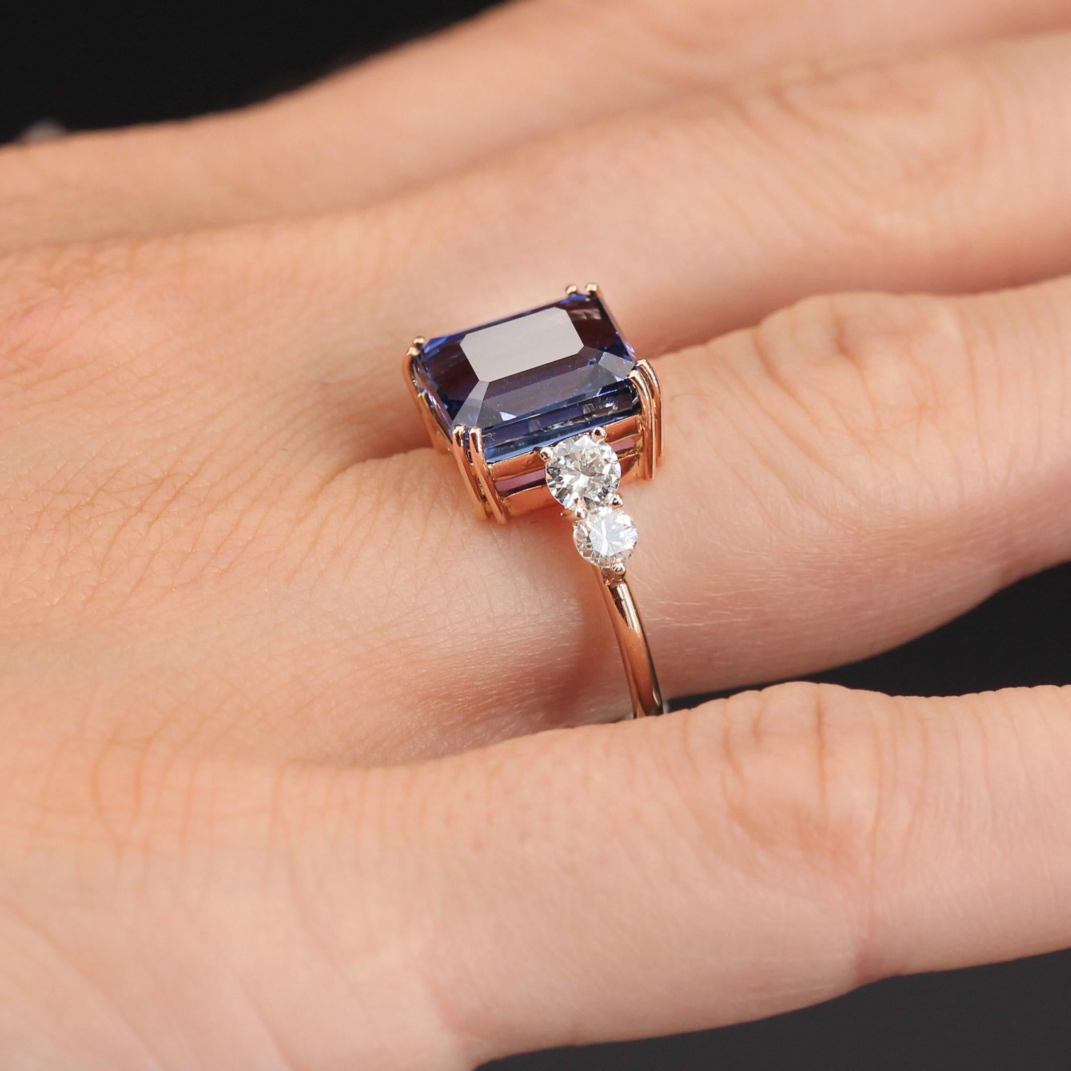 Anello Baume Creation 6 carati con tanzanite e diamanti in oro rosa in vendita 9