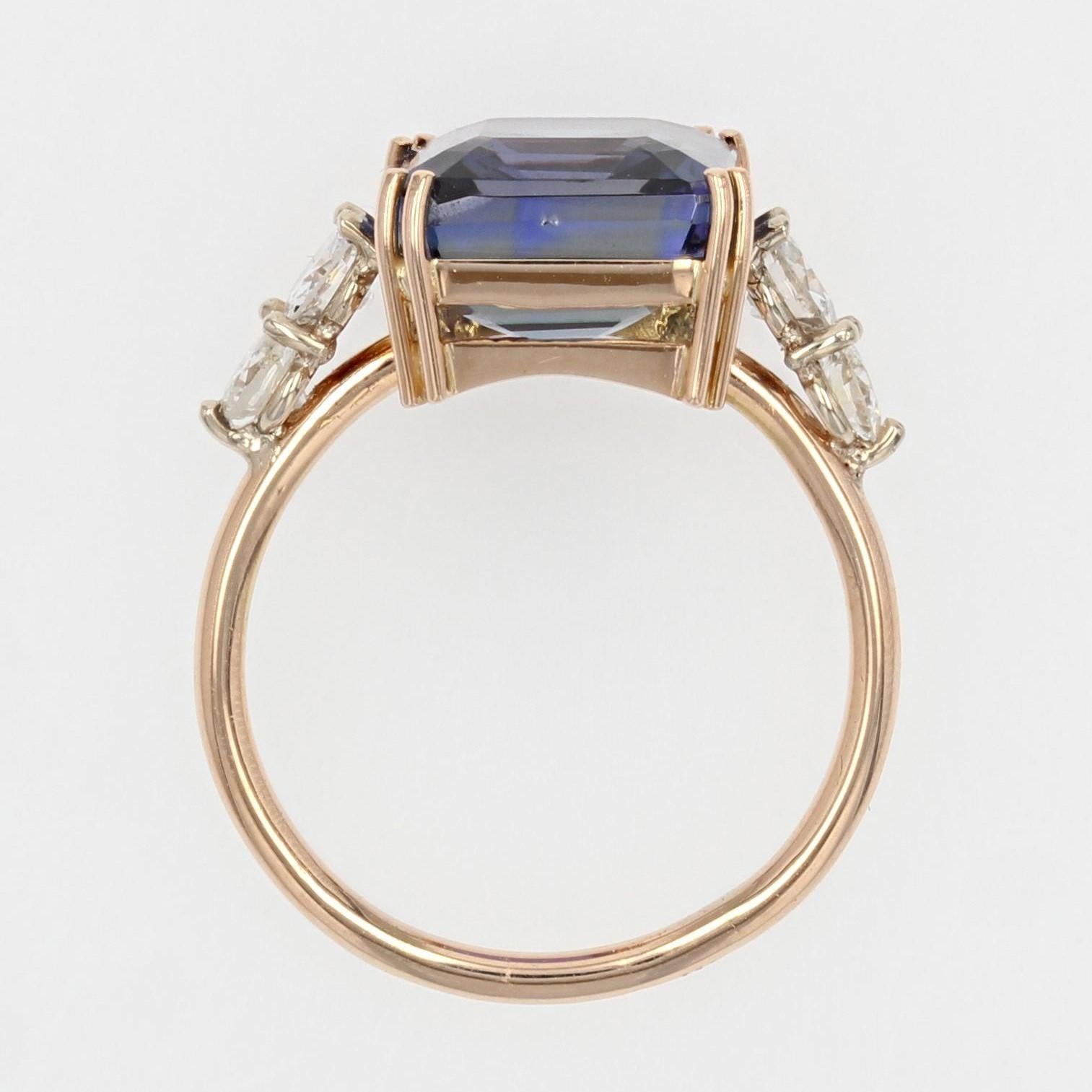 Baume Creation Ring aus Roségold mit 6 Karat Tansanit und Diamanten im Angebot 10
