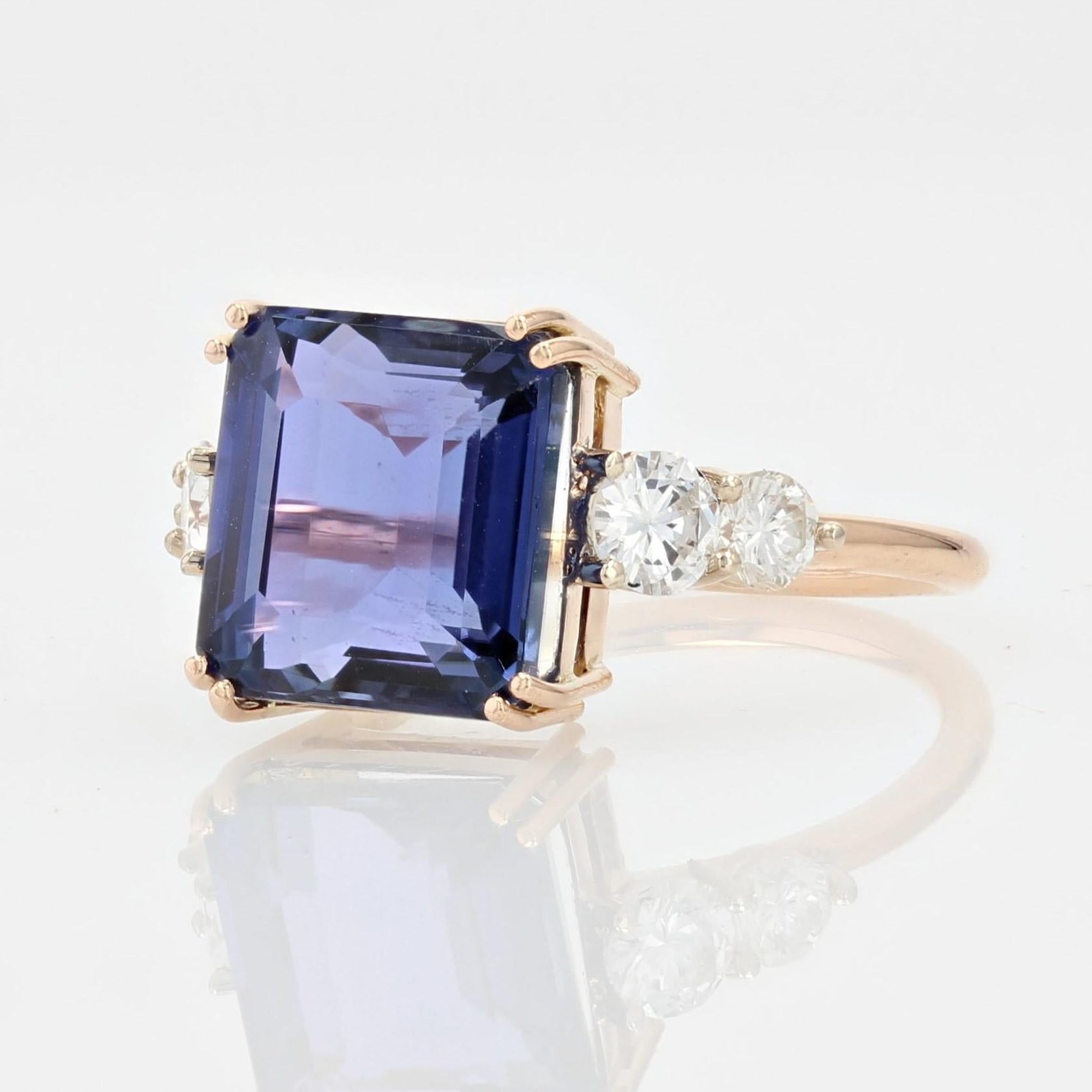 Baume Creation 6 Carats Tanzanite Diamonds Rose Gold Ring In New Condition For Sale In Poitiers, FR
