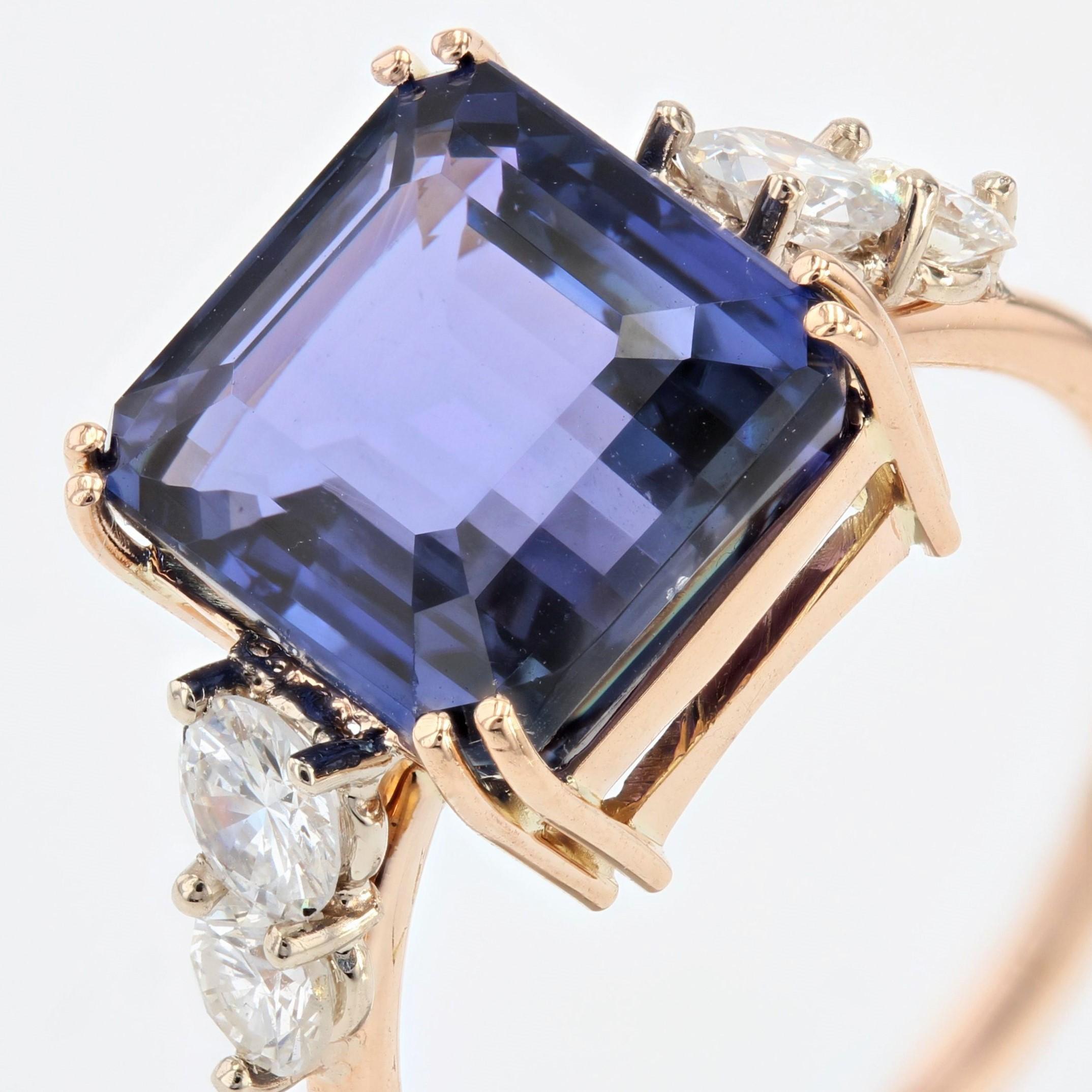 Baume Creation Ring aus Roségold mit 6 Karat Tansanit und Diamanten im Angebot 2