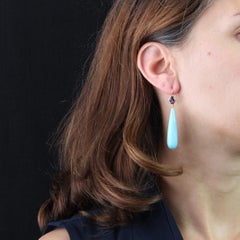 Baume Creation Orecchini pendenti in oro giallo 18 carati con ametista e turchese