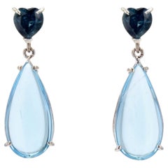 Baume Creation Aquamarin-Saphir-Ohrringe aus 18 Karat Weigold