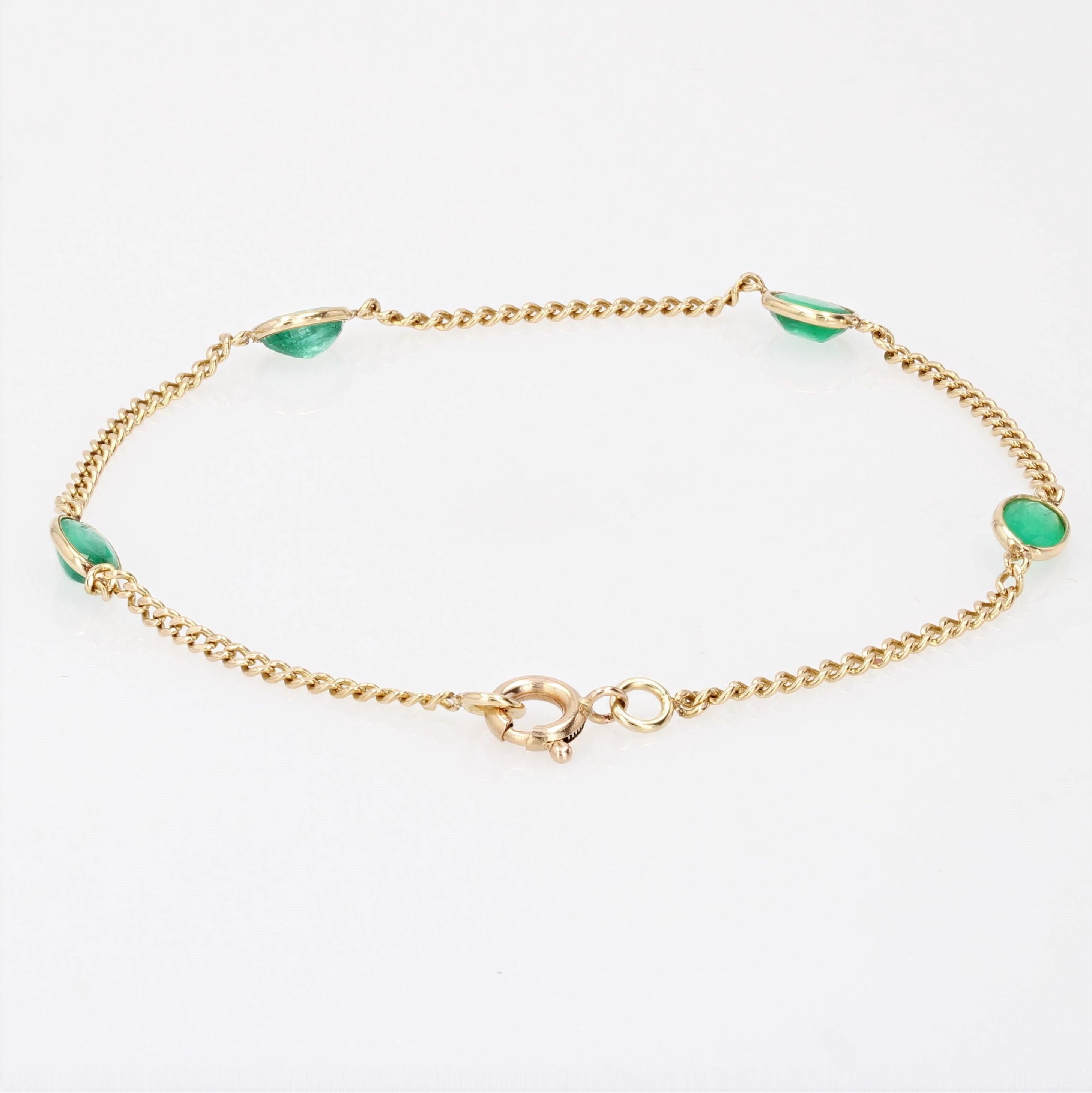 Baume Creation Emeralds 18 Karat Yellow Gold Chain Bracelet 4