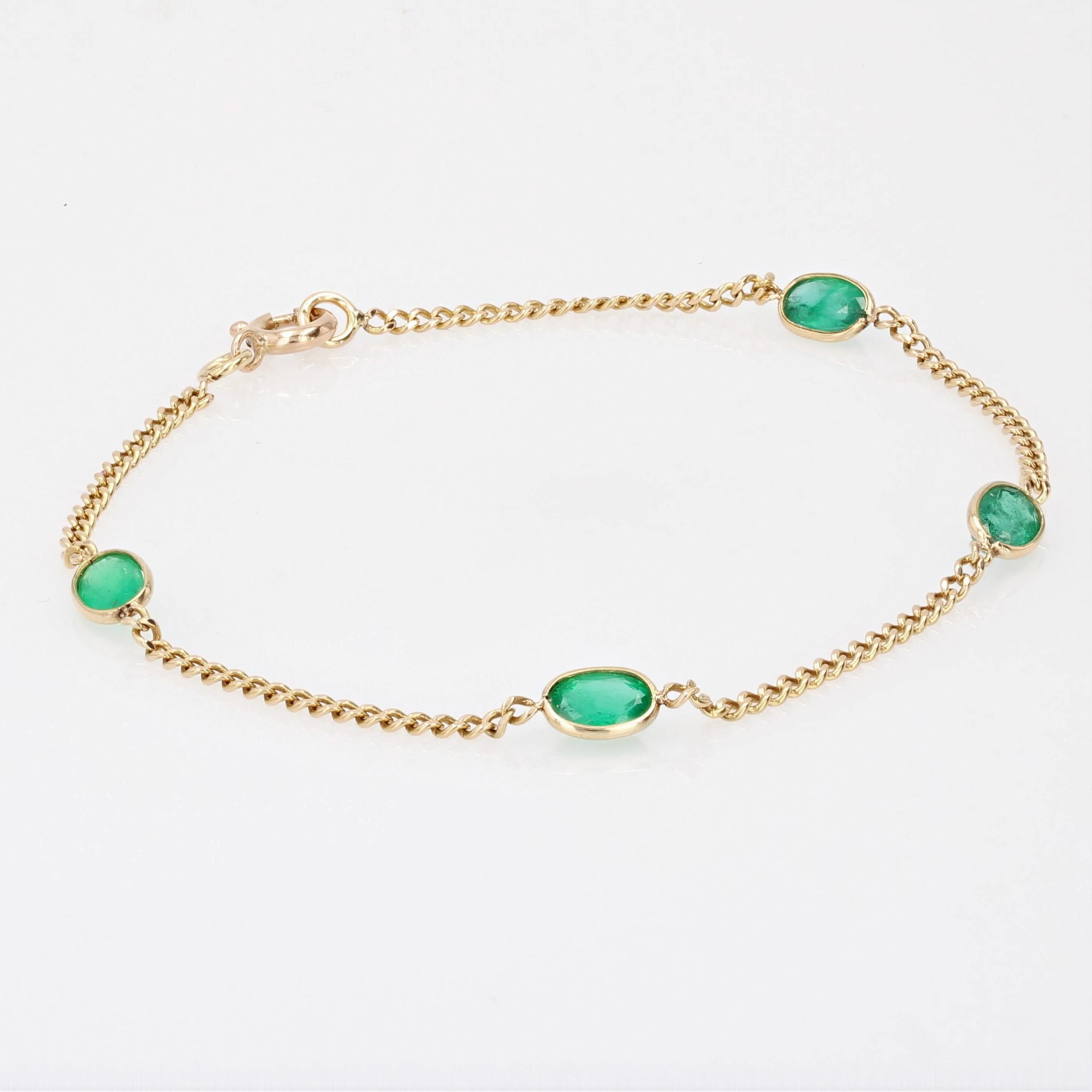 Baume Creation Emeralds 18 Karat Yellow Gold Chain Bracelet In New Condition In Poitiers, FR