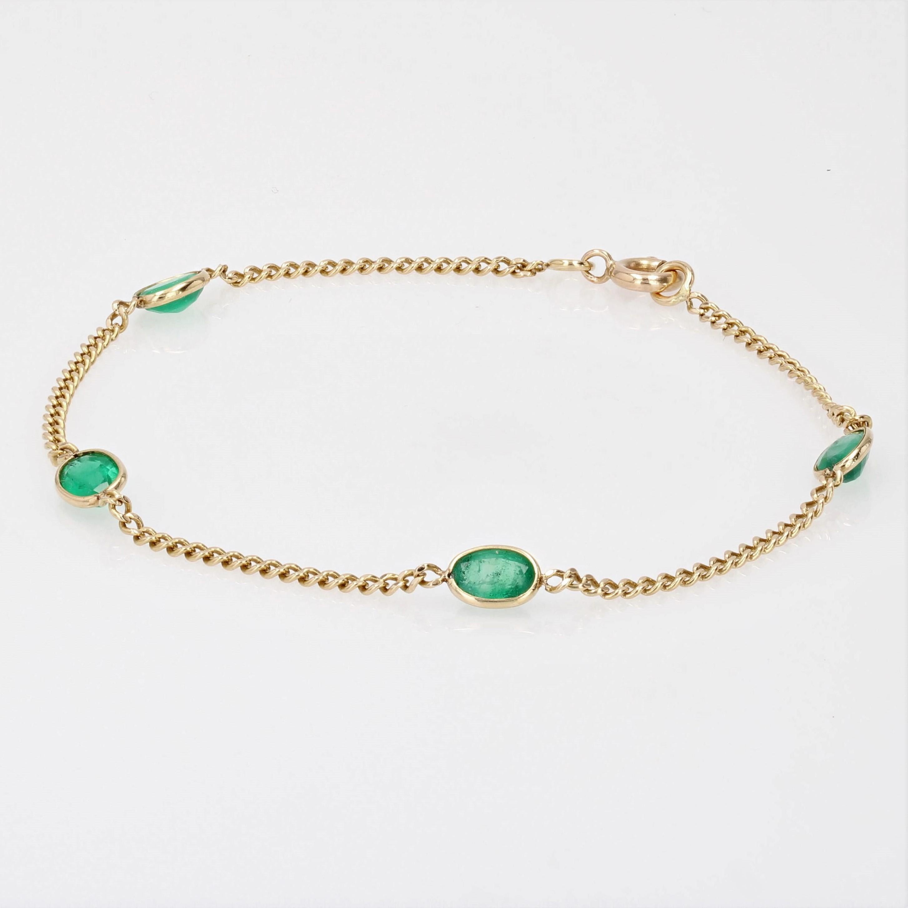 Women's Baume Creation Emeralds 18 Karat Yellow Gold Chain Bracelet