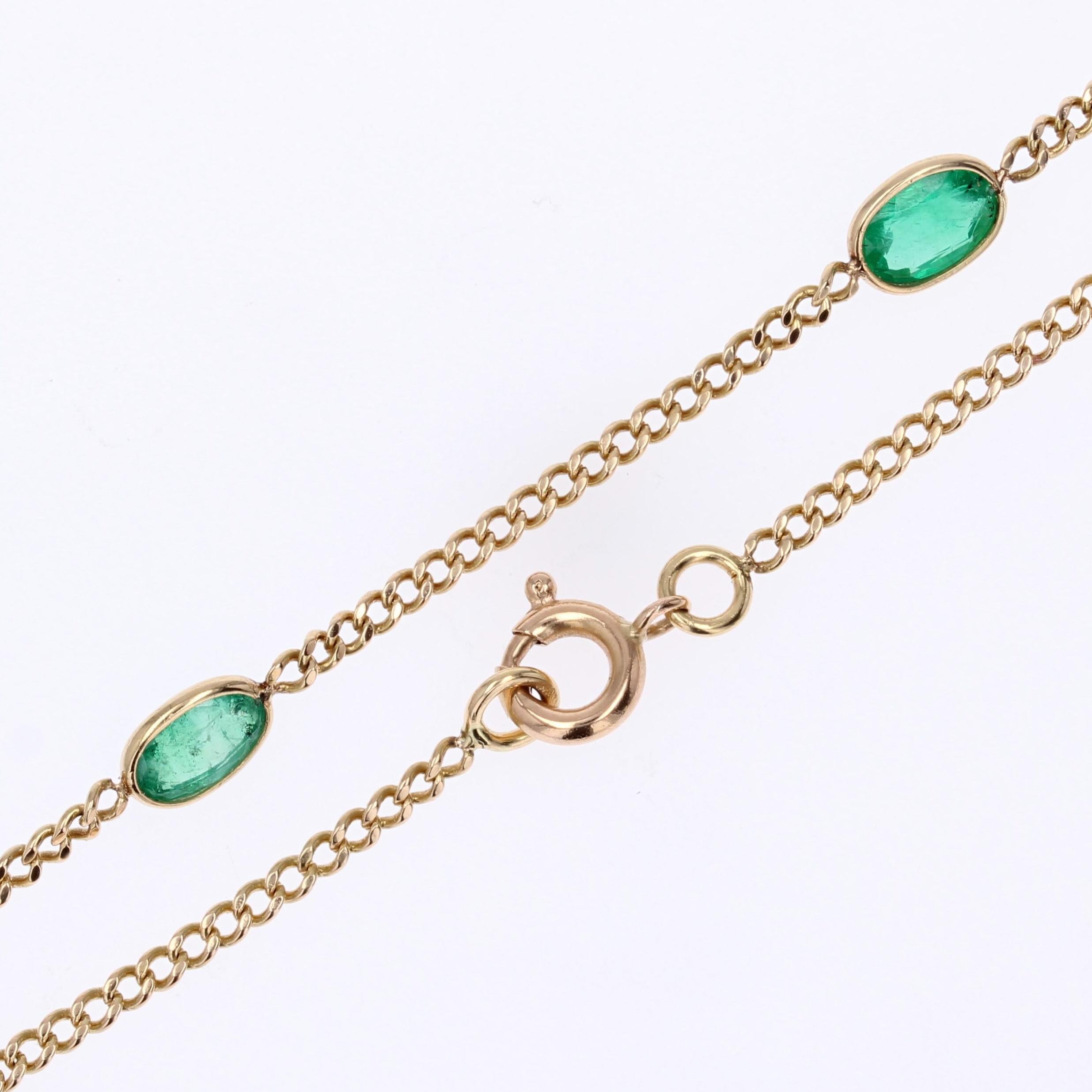 Baume Creation Emeralds 18 Karat Yellow Gold Chain Bracelet 3