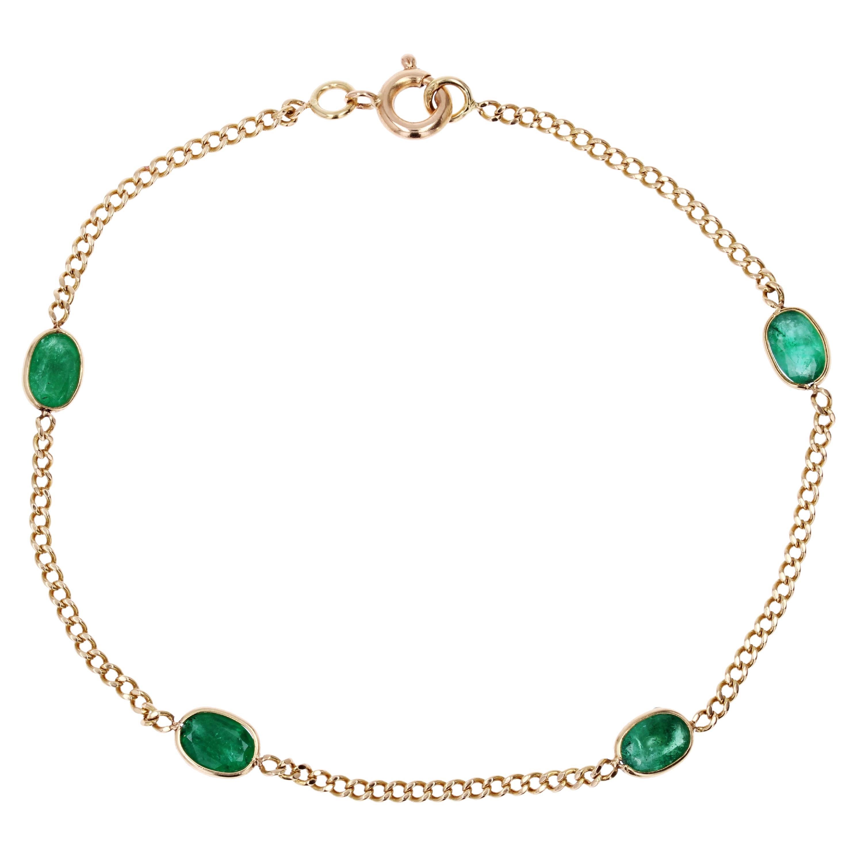 Baume Creation Emeralds 18 Karat Yellow Gold Chain Bracelet