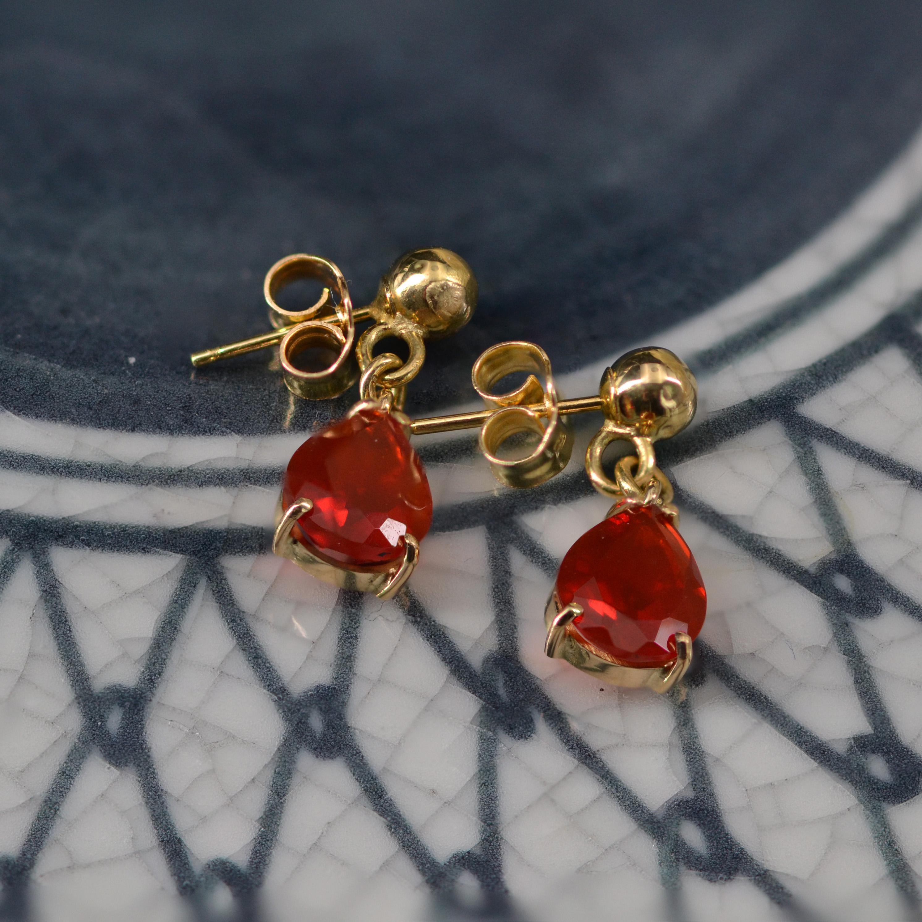 Baume Creation Fire Opal 18 Karat Yellow Gold Earrings In New Condition For Sale In Poitiers, FR