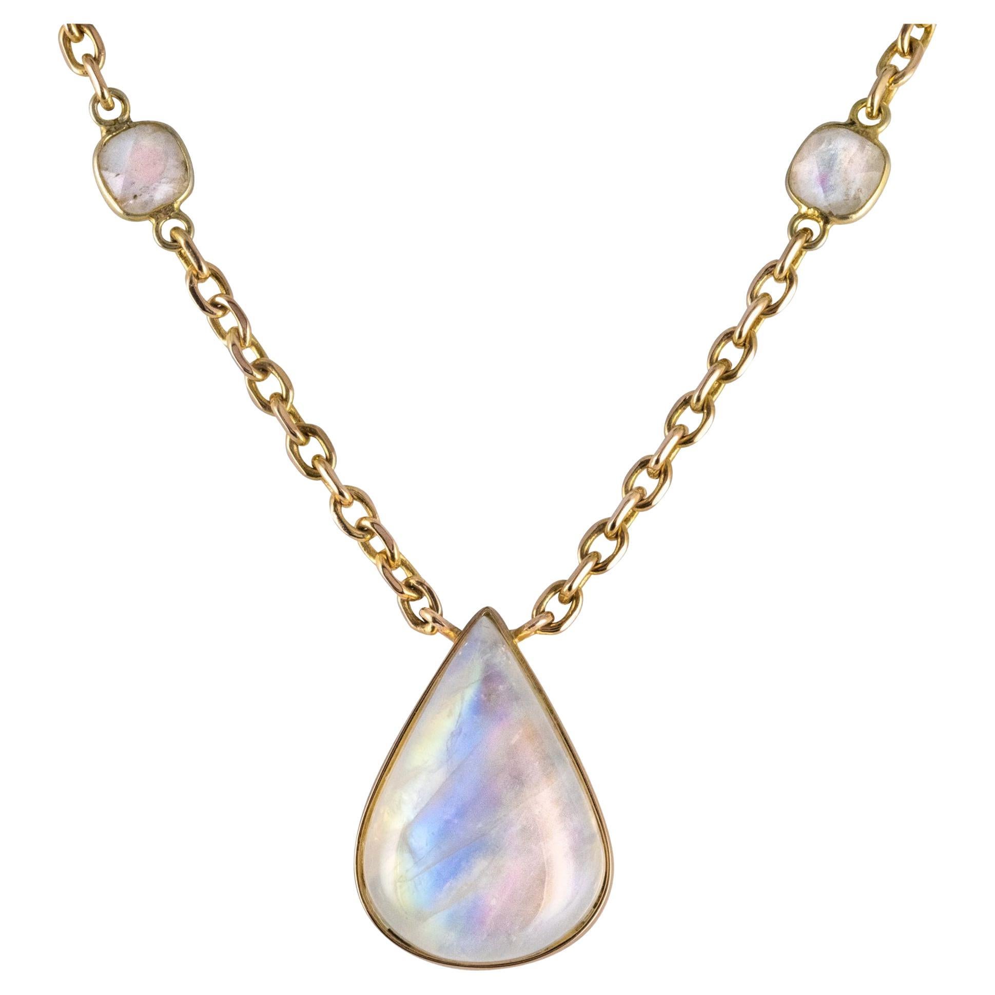 Collier en or jaune 18 carats avec labradorite Baume Creation