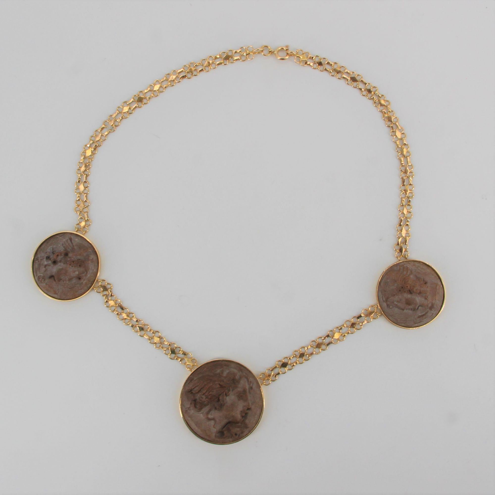 Baume Creation Lava-Stein-Kamee-Halskette aus 18 Karat Gelbgold im Angebot 10