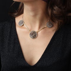 Baume Creation Lava Stone Cameo 18 Karat Yellow Gold Necklace