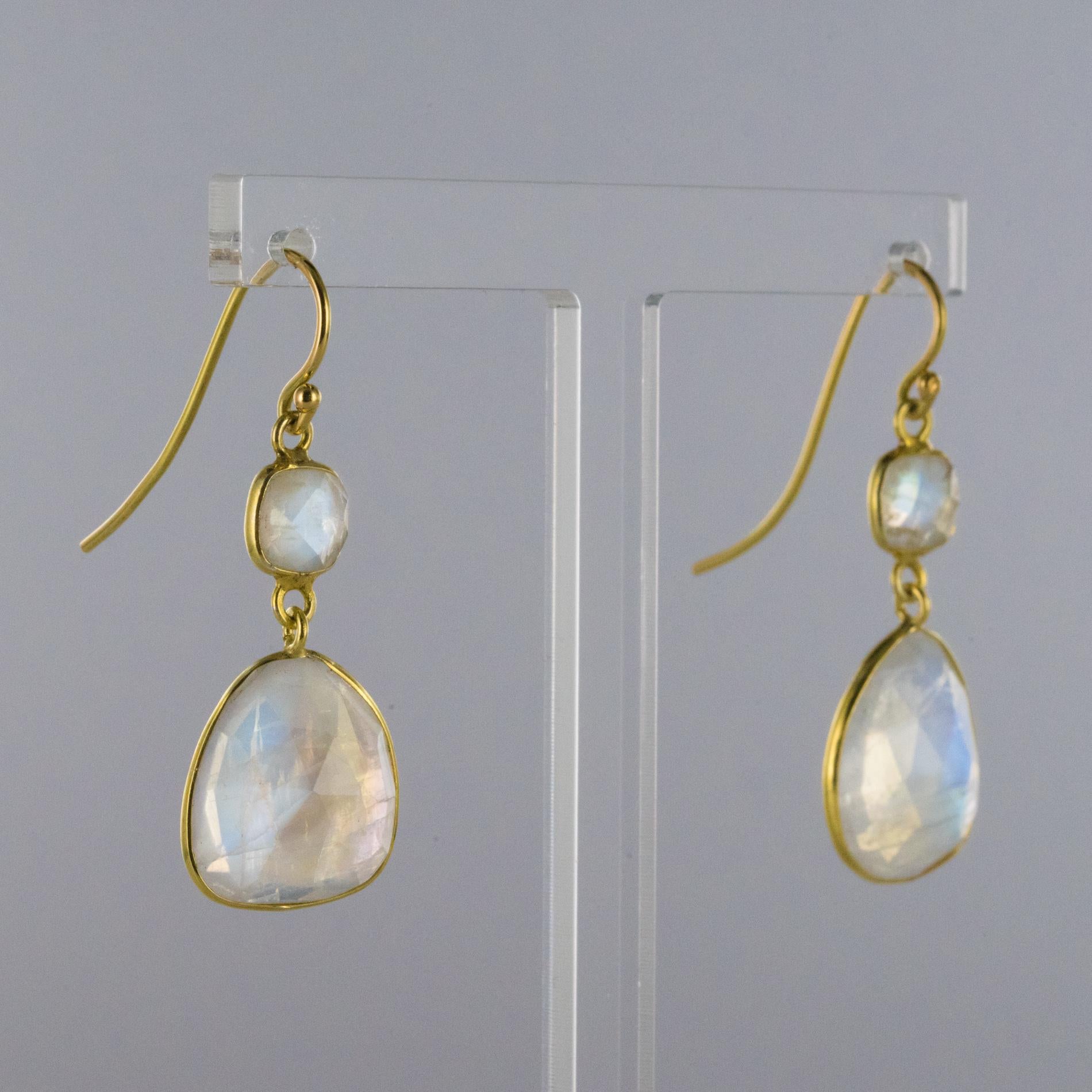 Baume Creation New Moonstones Yellow Gold Dangle Earrings 2