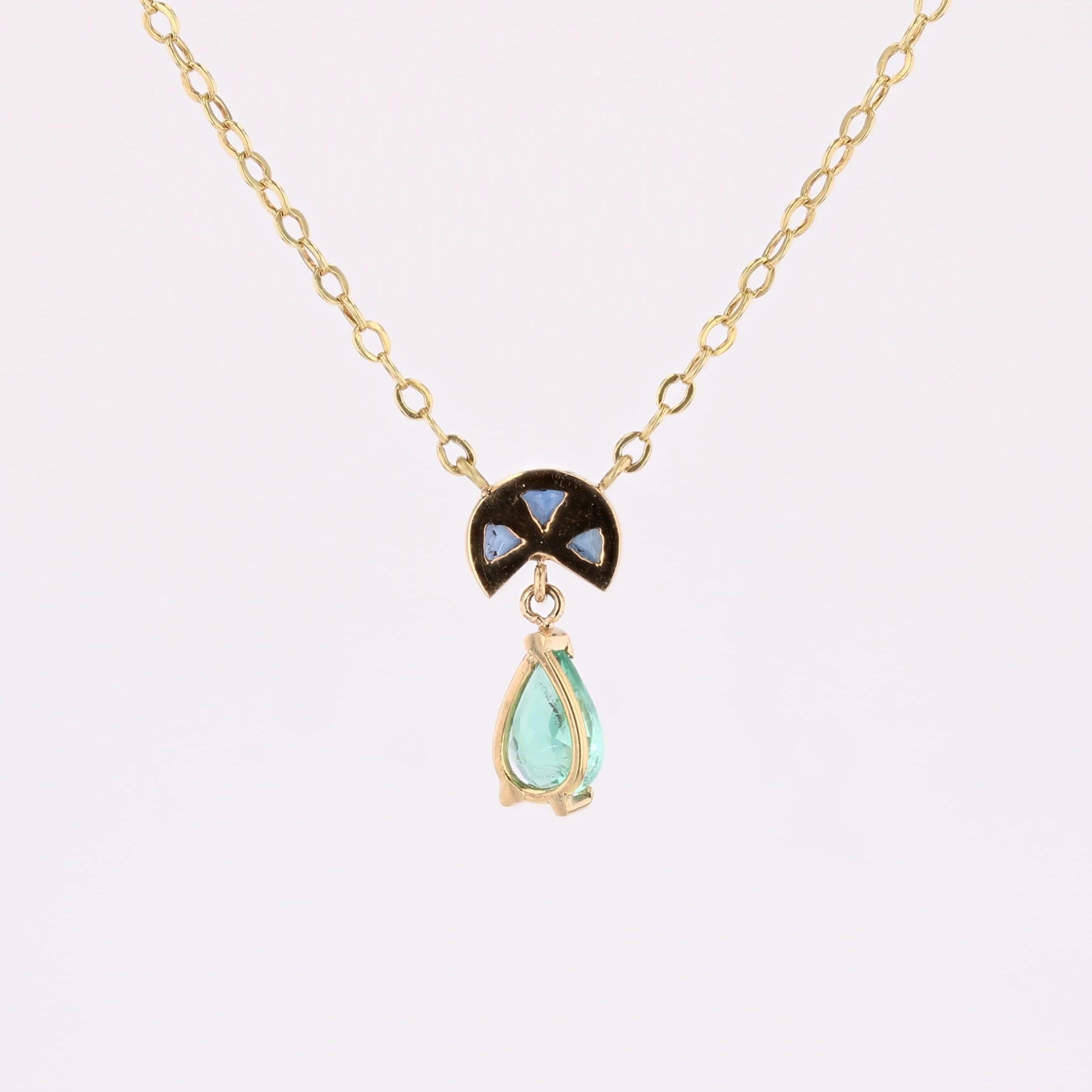 Moderne Baume Creation Collier en or jaune 18 carats Tourmaline Paraiba Saphir en vente